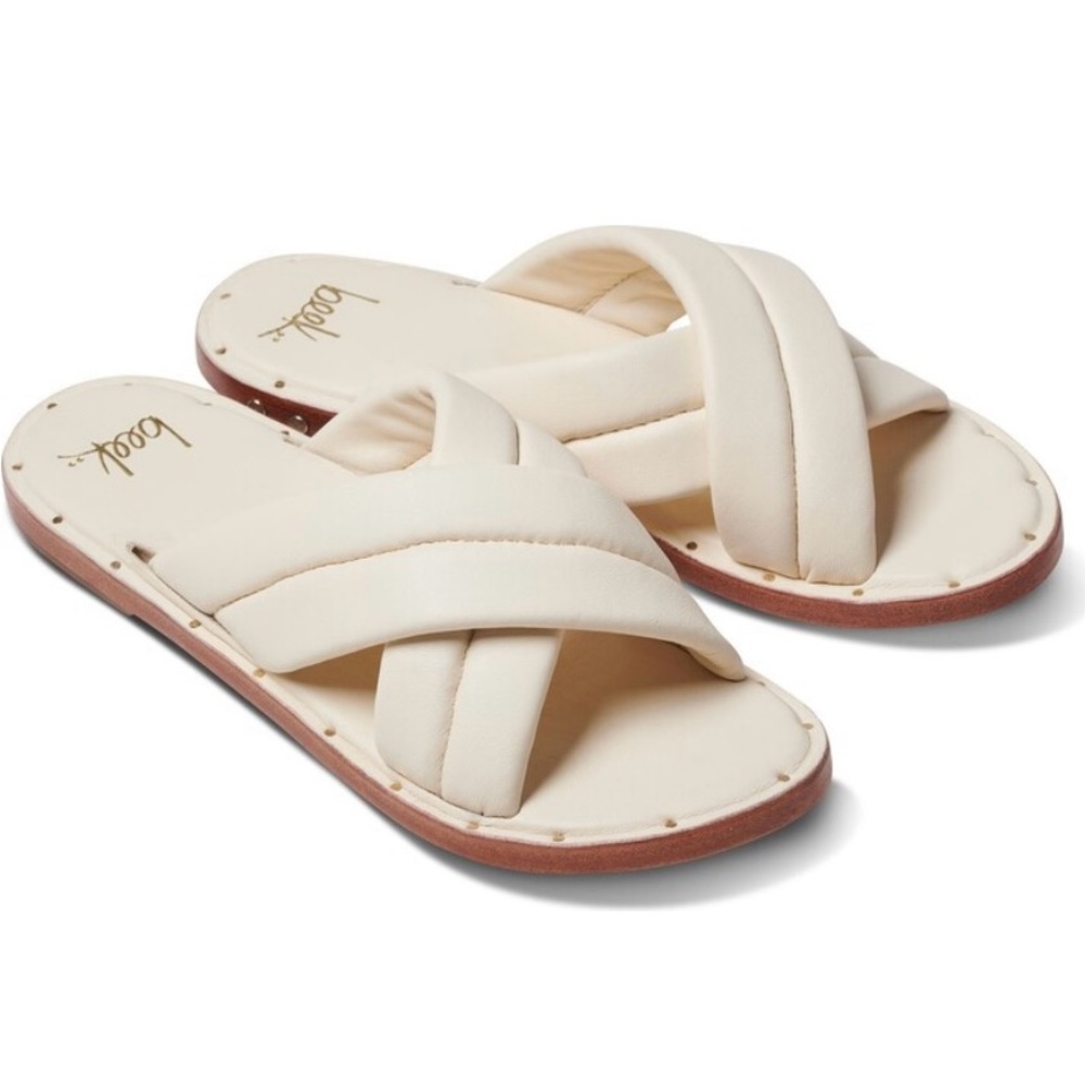 BEEK Dovetail Crisscross Slide Sandal in White - Size 8